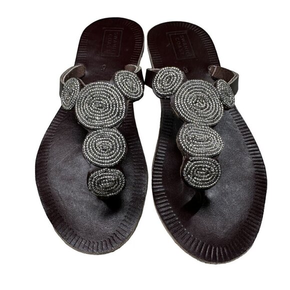 Swahili Coast Shoes - Swahili Coast Handcrafted Sandals Posie Fair Trade‎ Womens Size 6 Silver NEW
